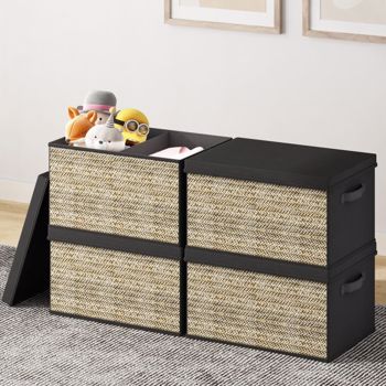 4 pieces with handle fabric storage box, foldable cube storage box, shelf storage basket, storage box for finishing the wardrobe box（it isn\\'t able to ship on weekend）