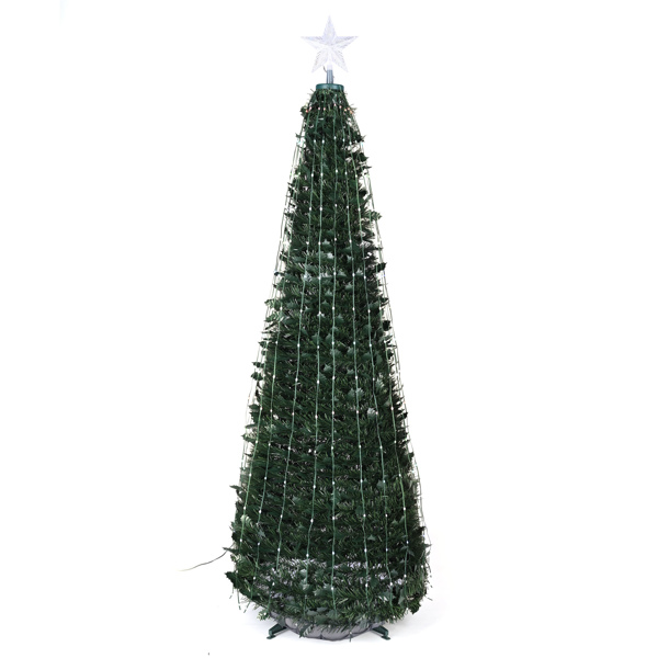 6 ft Pre-lit Artificial Christmas Tree with lighted star finial & 282 pcs RGB fairy LED lights for holiday decoration,christmas decoration（No shipping on weekends.）