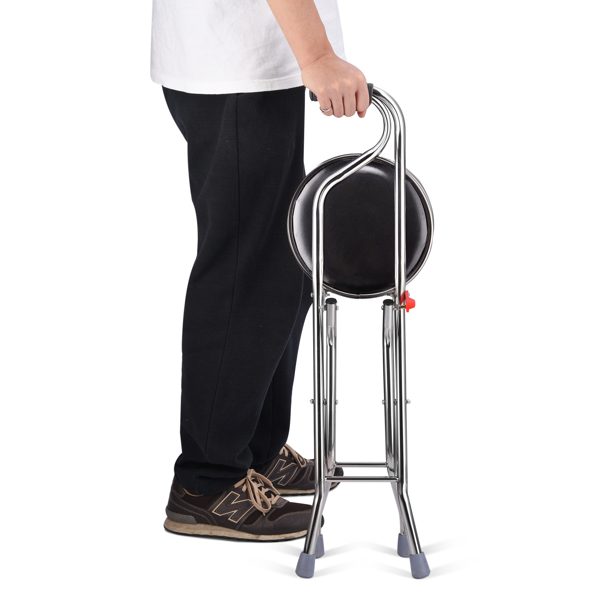 Hold 187.4 Lbs Folding 2-in-1 Folding Cane Seat ,Thickening Travel Seat and Cane, Four-Leg Folding Walking Stick, Stainless Steel Lightweight Folding Mobility Aid（No shipping on weekends.）