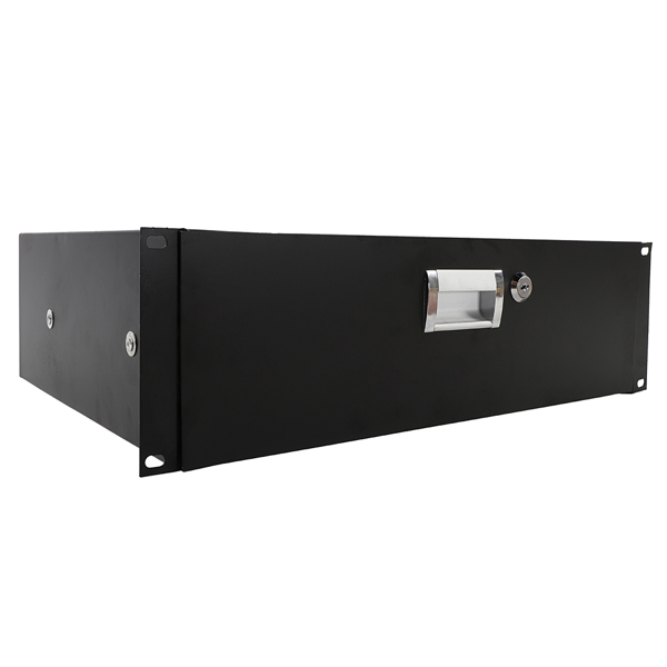 【Do Not Sell on Amazon】19" 3U Steel Plate DJ Drawer Equipment Cabinet with Keys Black