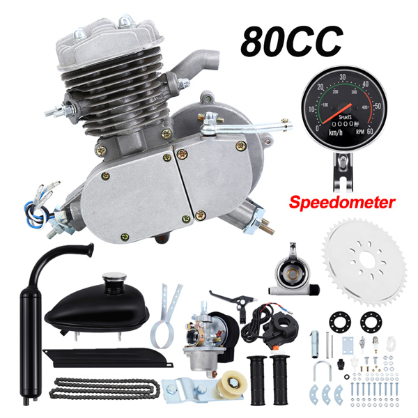 80CC Motorized Bike Bicycle 2 Stroke Gas Engine Motor Kit with Speedometer【No Shipping On Weekends, Order With Caution】