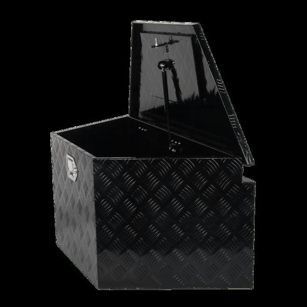 Tool Box Black, with flip steps, size 36"*19"*17.5", five patterns, all black G-shaped locks, built-in 1 air lever, T-shaped cardboard box, aluminum plate 1.5mmMT018044（Temu & Amazon prohibits sales）(