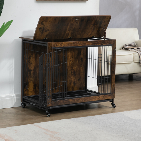 38 Inch Heavy-Duty Brown Dog Crate Furniture