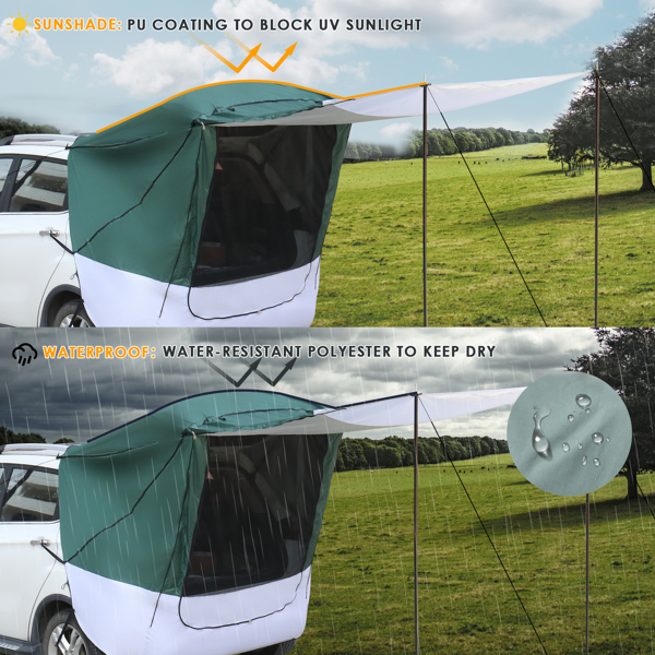 140*180*167cm Silver Tape Hardcore SUV Rear Tent Camping Tent Military Green Plus White Gray