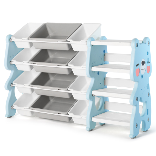 Multi-layered Plastic Kids Storage Organizer Bookcase Toys Shelf w/Storage Box