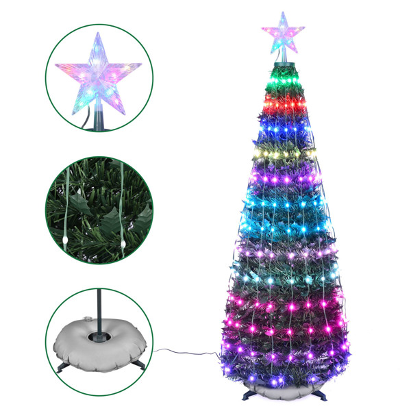 5 ft Pre-lit Artificial Christmas Tree with lighted star finial & 205 pcs RGB fairy LED lights to create splendid for holiday decoration,christmas decoration（No shipping on weekends.）