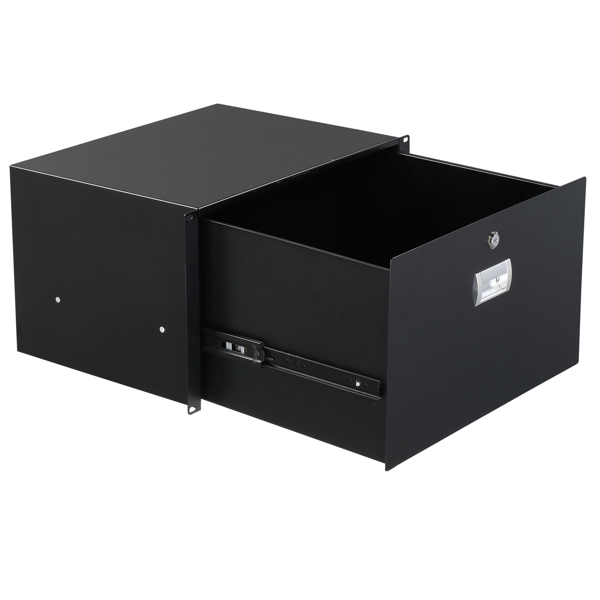 【Do Not Sell on Amazon】19" 6U Steel Plate DJ Drawer Equipment Cabinet with Keys Black