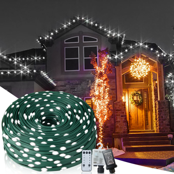 Christmas Rope Lights,1000LED/328Ft Outdoor Decorative String Strobe with 8 Modes/Remote/IP67 Waterproof/Timer/Memory Function for Xmas Holiday/Wedding/Party/DIY/Garden/Patio/Atmosphere Decor