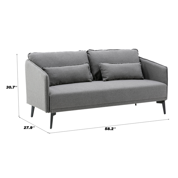 Modern Gray Fabric Loveseat Sofa Couch Upholstered Armrest Home Office Furniture