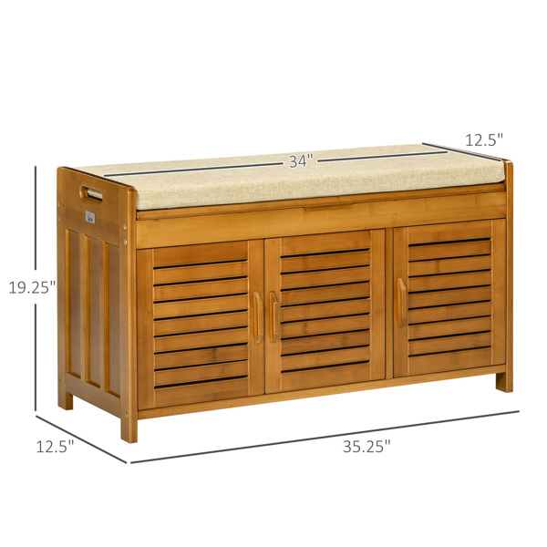 Shoe Bench with Storage Cabinets Brown (Swiship-Ship)（Prohibited by WalMart）