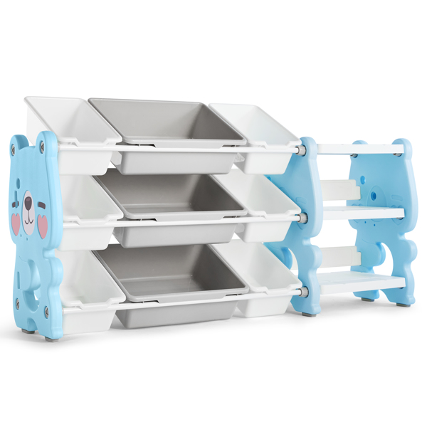 Multi-layered Plastic Kids Storage Organizer Bookcase Toys Shelf w/Storage Box