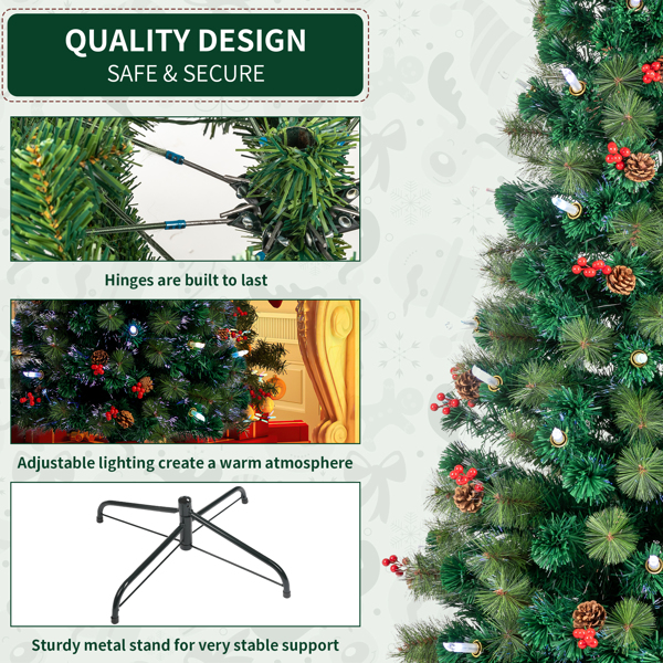 6.5ft Pre-Lit Fiber Optical Christmas Tree with Colorful Lights and 260 Branch Tips