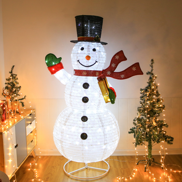 6ft 200 Lights 10% Flash Bubble 30v 3.6w Hand Holding Gift Box Retractable Snowman Garden Snowman Decoration 