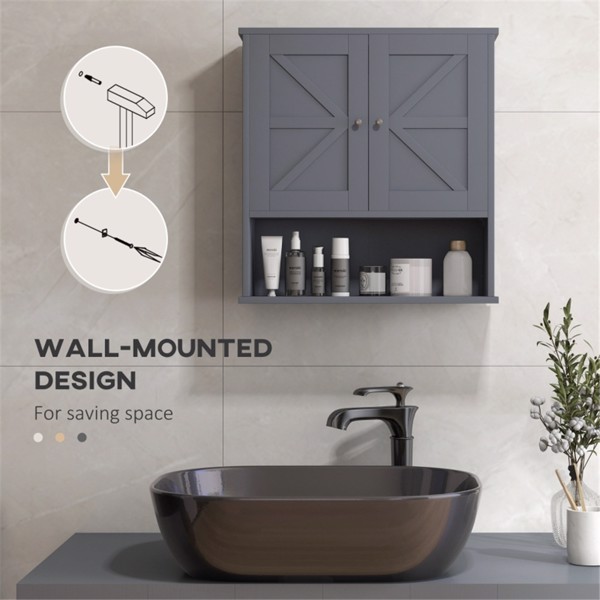 Bathroom Cabinet/Wall Cabinet-Gray (Swiship-Ship)（Prohibited by WalMart）