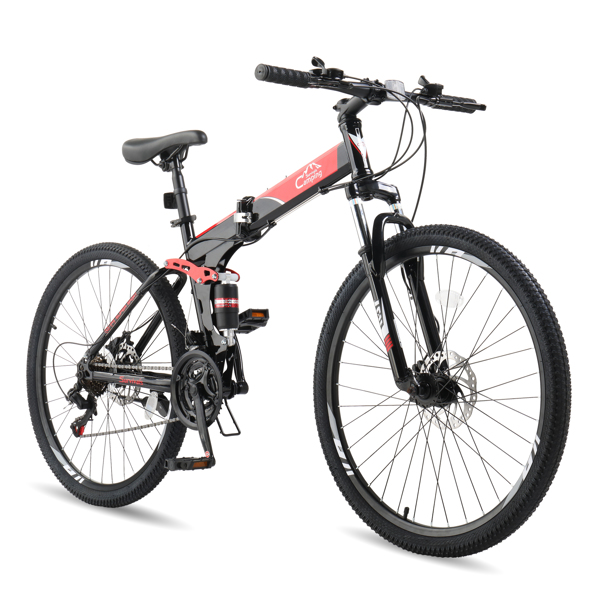 26in High Carbon Steel 100kg 21 Speed Land Rover Shimano TX30 Folding Mountain Bike Black