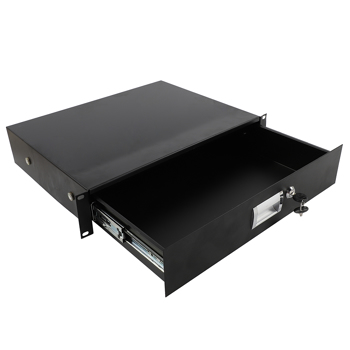 19\\" 2U Steel Plate DJ Drawer Equipment Cabinet with Keys Black