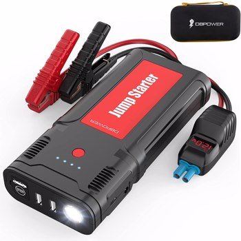 DBPOWER Jump Starter 2750A Peak 76.96Wh Portable Car Jump Starter (Up to 10L Gas/8L Diesel Engine) 12V Auto Battery Booster Pack with Smart Clamp Cables, Quick Charger, LED Light, shipped by FBA