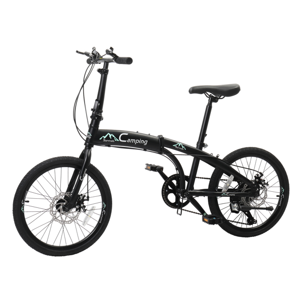 CamPingSurvivals 20in 150kg High Carbon Steel Foldable Commuter Bicycle Black