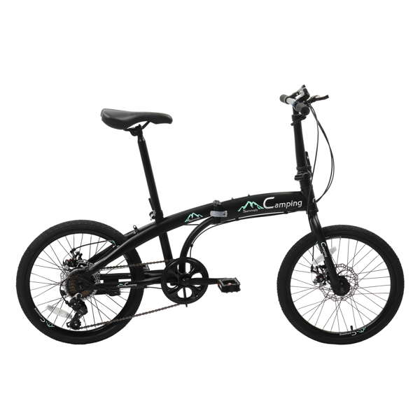 CamPingSurvivals 20in 150kg High Carbon Steel Foldable Commuter Bicycle Black