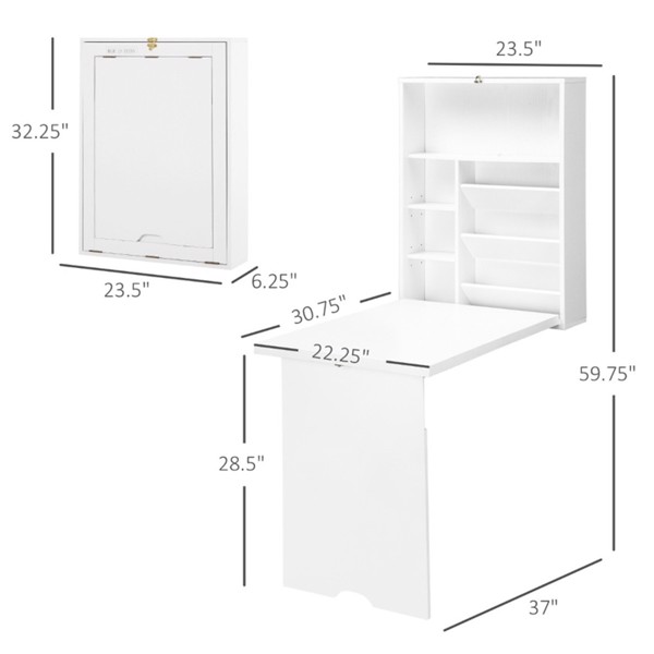 Wall Mount Desk Cabinet-White (Swiship-Ship)（Prohibited by WalMart）