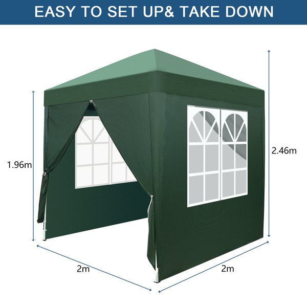 2 x 2m Two Doors & Two Windows Practical Waterproof Right-Angle Folding Tent Green