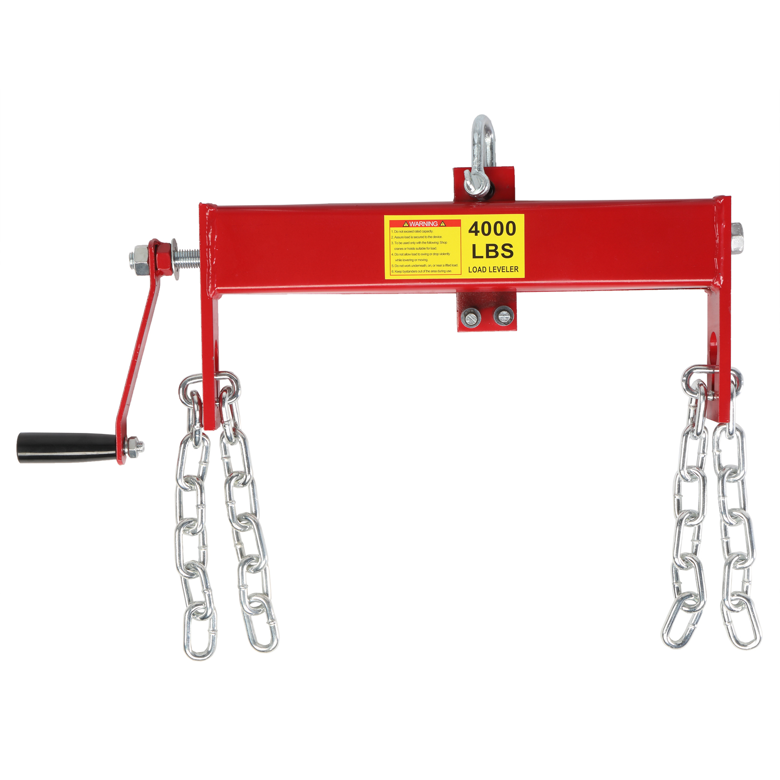 Heavy Duty Steel 2 Ton / 4000lbs Engine Hoist Load Leveler Shop Crane Cherry Picker with 2 Chains view 2