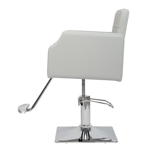 PVC leather aluminum alloy foot pedal rivet type square chassis high oil pump barber chair 150kg gray