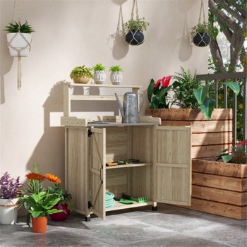 Potting Bench with Storage Cabinet