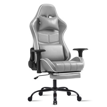  Ergonomic Gaming Chairs for Adults 400lb Big and Tall, Comfortable Computer Chair for Heavy People, Adjustable Lumbar Desk Office Chair with Footrest, Video Game Chairs (Light Gray）