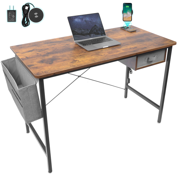 Computer Desk 47" Home Office Gaming Desk PC with Drawer Fast Wireless Charging