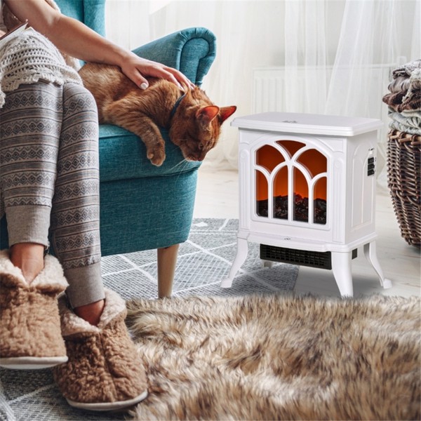 750W/1500W 17 inch Electric Fireplace Heater-White (Swiship-Ship)（Prohibited by WalMart）