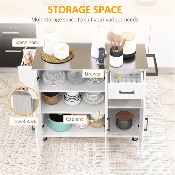 Kitchen Cart/Storage cabinet -White (Swiship-Ship)（Prohibited by WalMart）