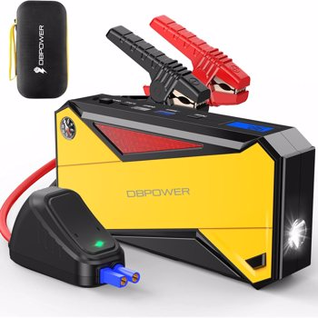 DBPOWER 800A 18000mAh Portable Car Jump Starter (up to 7.2L Gas, 5.5L Diesel Engine) Battery Booster with Smart Charging Port (Storage Temperature 95°F) shipped from FBA