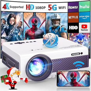 Projector with WiFi and Bluetooth, Native 1080P Outdoor Projector 10000L Support 4K, Portable Movie Projector with Screen and Max 300\\", Compatible with iOS/Android/Laptop/TV Stick/HDMI/USB/VGA
