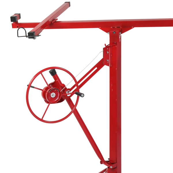 16FT Drywall Lifter Panel Hoist Dry Wall Rolling Caster Lifter Construction Tool 150LB Heavy Duty Sheetrock Hoist Holder Red 