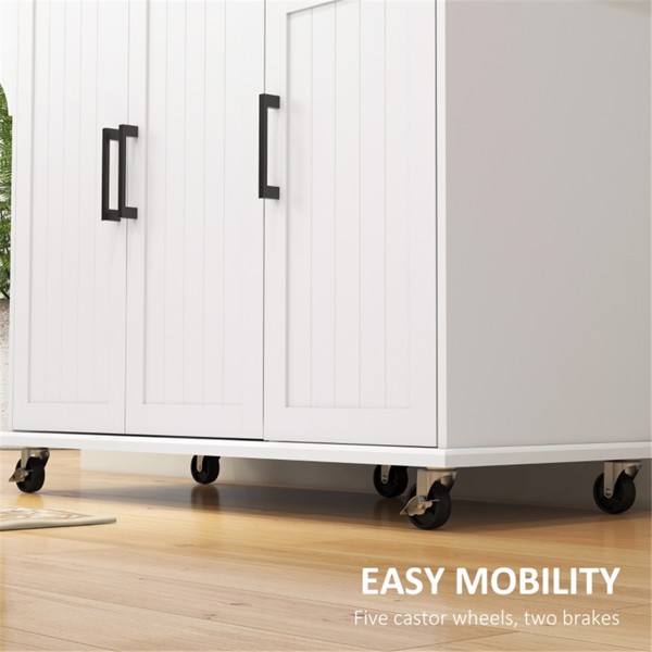 Kitchen Cart/Storage cabinet -White (Swiship-Ship)（Prohibited by WalMart）