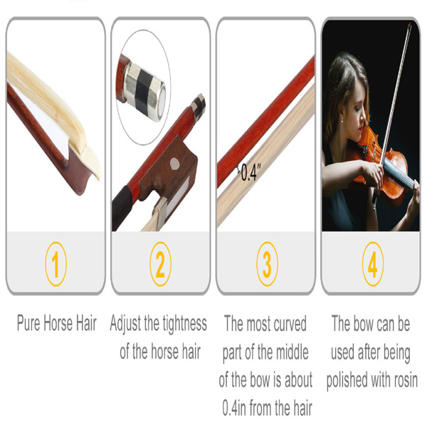 New 4/4 Acoustic Violin Case Bow Rosin Red