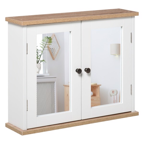 Bathroom Cabinet with Mirror-White (Swiship-Ship)（Prohibited by WalMart）