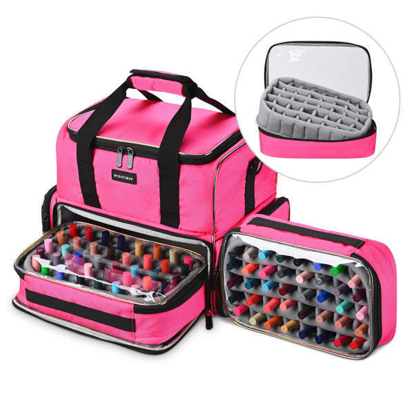 Nail Polish Organizer Holds 80 Bottles and a Nail Lamp, Nail Polish Case with 2 Removable Bags and Tools Storage Pockets (No shipping on weekends.)