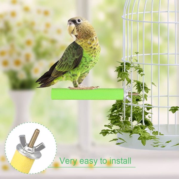 Bird Bungee Rope Bird Perches Stand Bird Colorful Adjustable Round & Rope Perch Bird Training Toys Bird Cage Exercise Accessories for Parakeets, Finches, Cockatiels, Conures, Macaws, Lovebirds (6 Pcs)