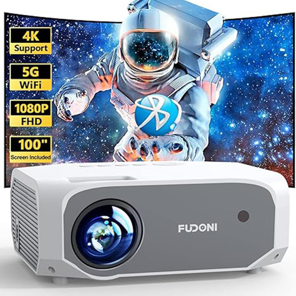 Projector with WiFi and Bluetooth - Native 1080P 5G WiFi 4K projector compatible with FUDONI 10000L Portable Outdoor with Screen, Home Theater Projector for iOS/Android/TV Stick/Laptop/HDMI/USB