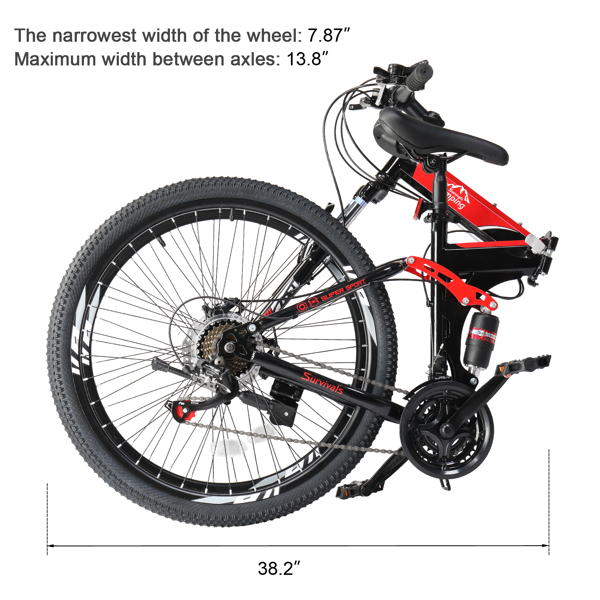 26in High Carbon Steel 100kg 21 Speed Land Rover Shimano TX30 Folding Mountain Bike Black