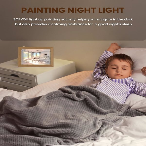 SOPYOU Light Up Painting - 10 Brightness Lighting Painting Decoration Light Up Picture with USB Powered 3 Lighting Modes for Home Decor