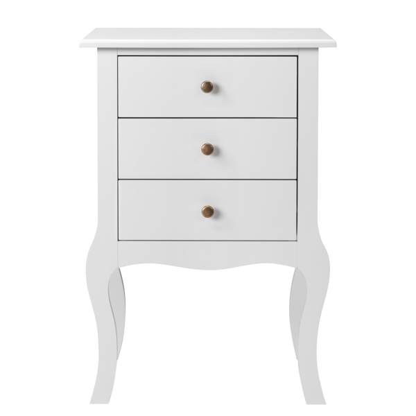 European Bedside Table-Three Pumps White