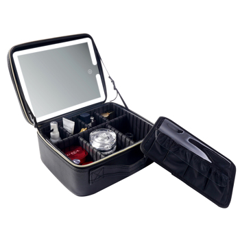 Professional High-capacity Multilayer Portable Travel Makeup Bag Strap Black