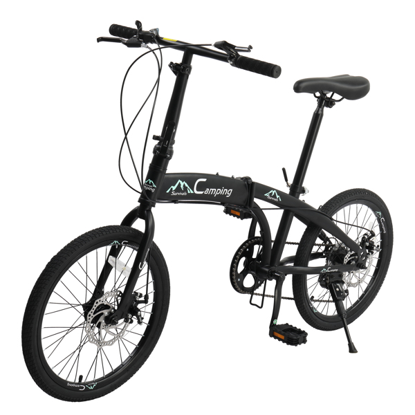  20in 150kg High Carbon Steel Foldable Commuter Bicycle Black