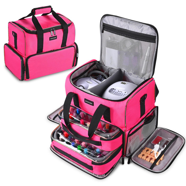 Nail Polish Organizer Holds 80 Bottles and a Nail Lamp, Nail Polish Case with 2 Removable Bags and Tools Storage Pockets (No shipping on weekends.)