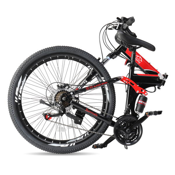 26in High Carbon Steel 100kg 21 Speed Land Rover Shimano TX30 Folding Mountain Bike Black