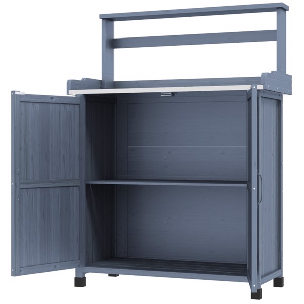Potting Bench with Storage Cabinet-Gray (Swiship-Ship)（Prohibited by WalMart）