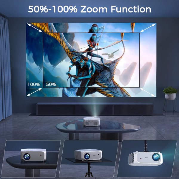 Projector with WiFi and Bluetooth - Native 1080P 5G WiFi 4K projector compatible with FUDONI 10000L Portable Outdoor with Screen, Home Theater Projector for iOS/Android/TV Stick/Laptop/HDMI/USB
